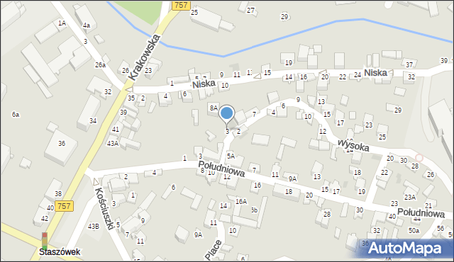 Staszów, Wysoka, 3, mapa Staszów