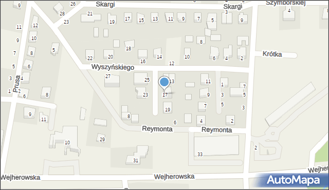 Strzebielino, Wyszyńskiego Stefana, ks. kard., 17, mapa Strzebielino