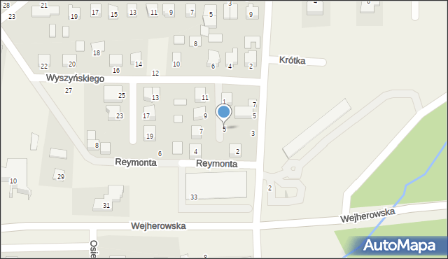 Strzebielino, Wyszyńskiego Stefana, ks. kard., 5, mapa Strzebielino