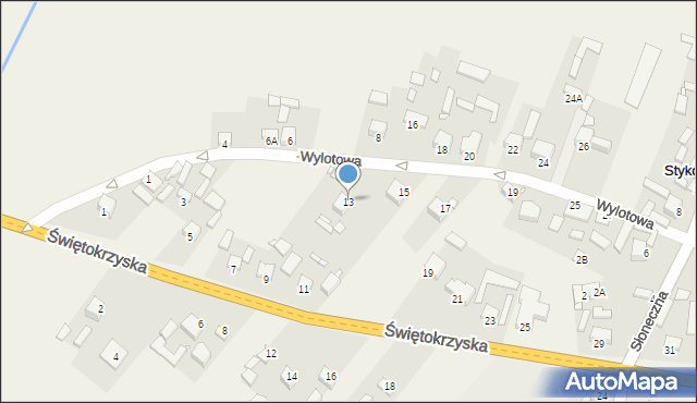 Styków, Wylotowa, 13, mapa Styków