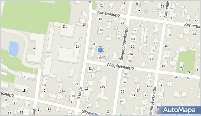Sulejówek, Wyspiańskiego Stanisława, 1A, mapa Sulejówek