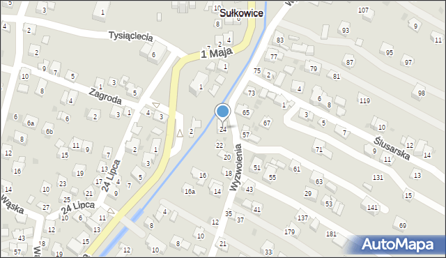 Sułkowice, Wyzwolenia, 24, mapa Sułkowice