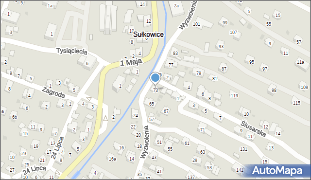 Sułkowice, Wyzwolenia, 73, mapa Sułkowice