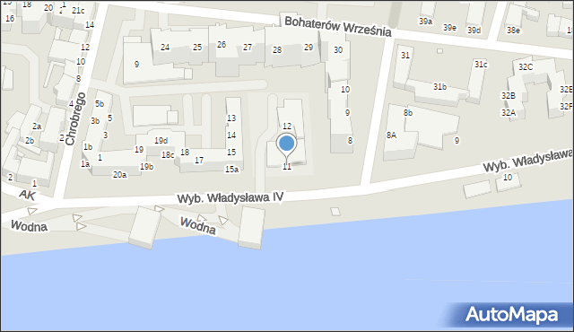 Świnoujście, Wybrzeże Władysława IV, 11, mapa Świnoujście