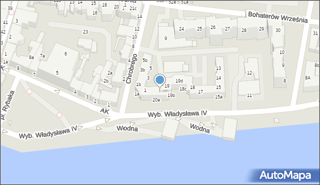 Świnoujście, Wybrzeże Władysława IV, 20, mapa Świnoujście