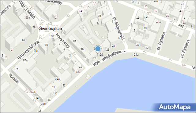 Świnoujście, Wybrzeże Władysława IV, 27, mapa Świnoujście