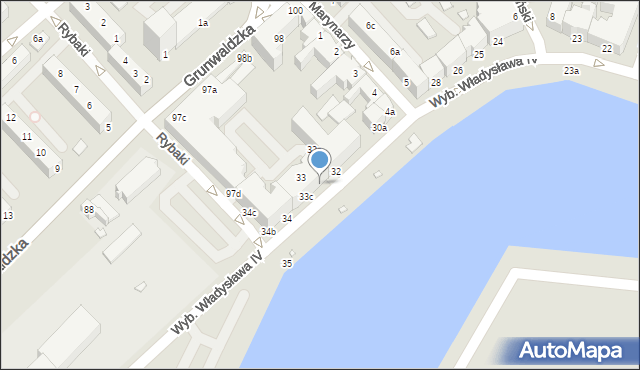 Świnoujście, Wybrzeże Władysława IV, 33a, mapa Świnoujście