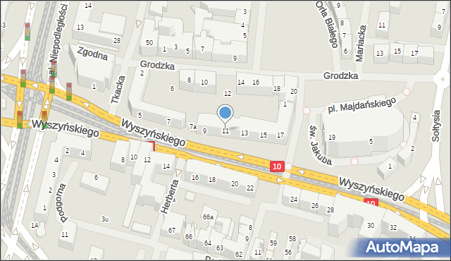 Szczecin, Wyszyńskiego Stefana, ks. kard., 11, mapa Szczecina