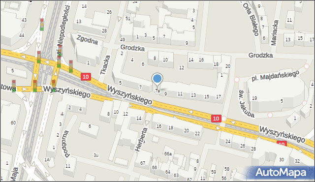 Szczecin, Wyszyńskiego Stefana, ks. kard., 7a, mapa Szczecina