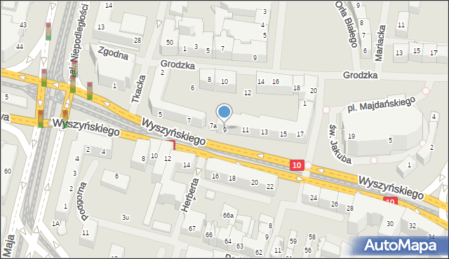 Szczecin, Wyszyńskiego Stefana, ks. kard., 9, mapa Szczecina