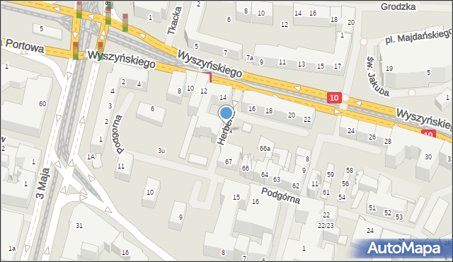 Szczecin, Wyszyńskiego Stefana, ks. kard., 10a, mapa Szczecina