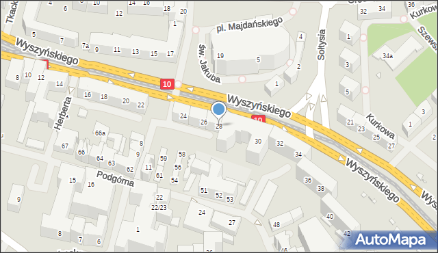Szczecin, Wyszyńskiego Stefana, ks. kard., 28, mapa Szczecina