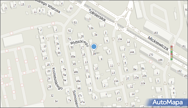 Szczecin, Wybickiego Józefa, gen., 16, mapa Szczecina