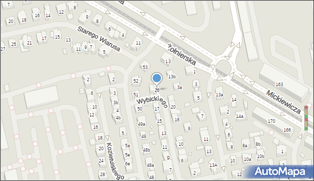 Szczecin, Wybickiego Józefa, gen., 26, mapa Szczecina