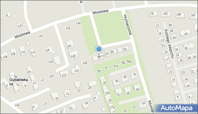 Szczecin, Wymarzona, 69, mapa Szczecina