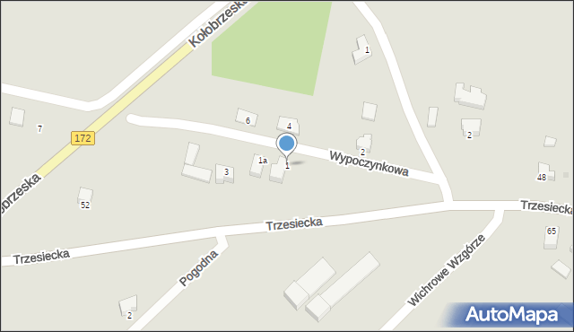 Szczecinek, Wypoczynkowa, 1, mapa Szczecinek