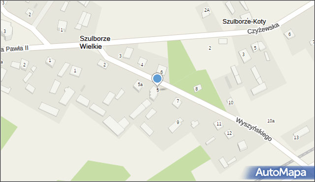 Szulborze Wielkie, Wyszyńskiego Stefana, ks. kard., 5, mapa Szulborze Wielkie