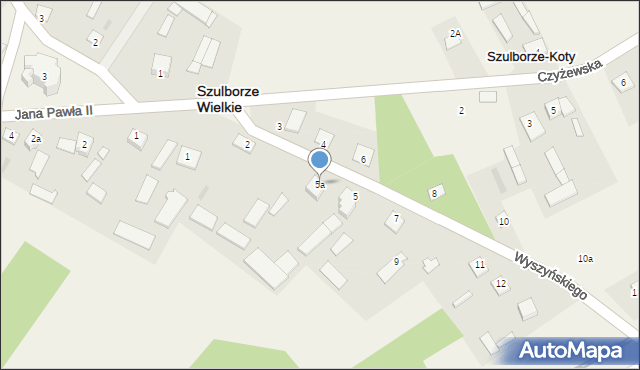 Szulborze Wielkie, Wyszyńskiego Stefana, ks. kard., 5a, mapa Szulborze Wielkie