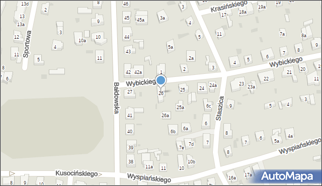 Tczew, Wybickiego Józefa, gen., 26, mapa Tczew