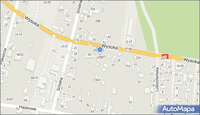 Tomaszów Mazowiecki, Wysoka, 10/84, mapa Tomaszów Mazowiecki