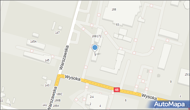 Tomaszów Mazowiecki, Wysoka, 3, mapa Tomaszów Mazowiecki