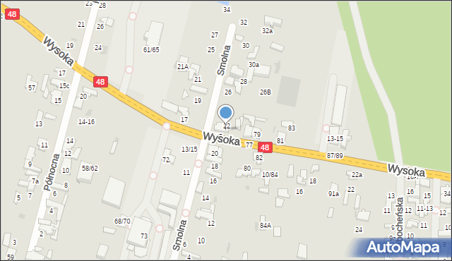 Tomaszów Mazowiecki, Wysoka, 75A, mapa Tomaszów Mazowiecki