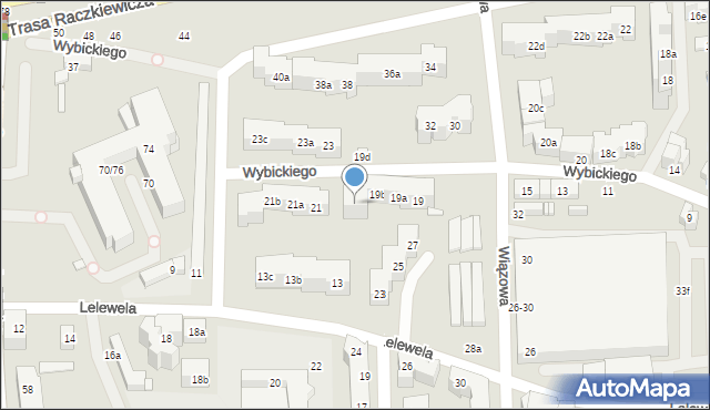 Toruń, Wybickiego Józefa, gen., 19c, mapa Torunia