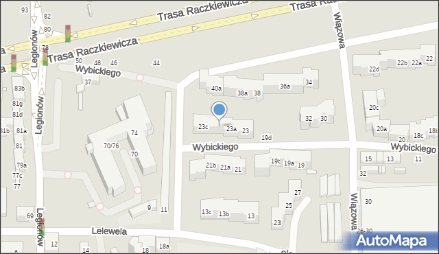 Toruń, Wybickiego Józefa, gen., 23b, mapa Torunia