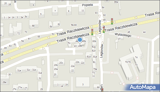 Toruń, Wybickiego Józefa, gen., 43b, mapa Torunia