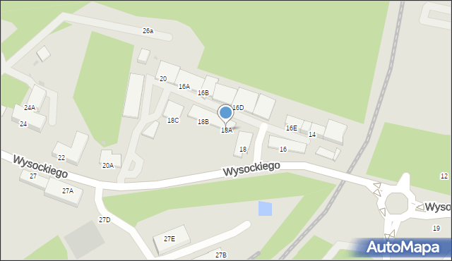 Wałbrzych, Wysockiego Piotra, 18A, mapa Wałbrzycha