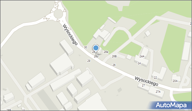 Wałbrzych, Wysockiego Piotra, 28p, mapa Wałbrzycha