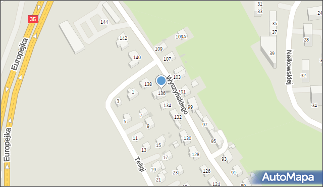Wałbrzych, Wyszyńskiego Stefana, ks. prym. kard., 136, mapa Wałbrzycha