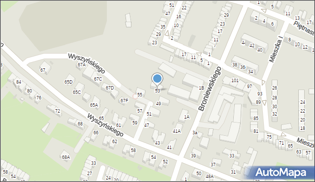 Wałbrzych, Wyszyńskiego Stefana, ks. prym. kard., 53, mapa Wałbrzycha