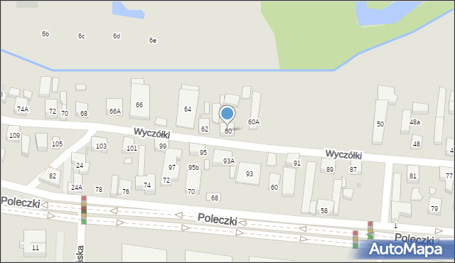 Warszawa, Wyczółki, 60, mapa Warszawy