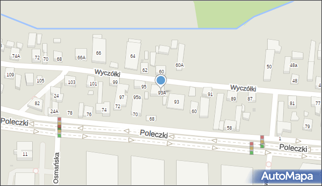 Warszawa, Wyczółki, 93A, mapa Warszawy