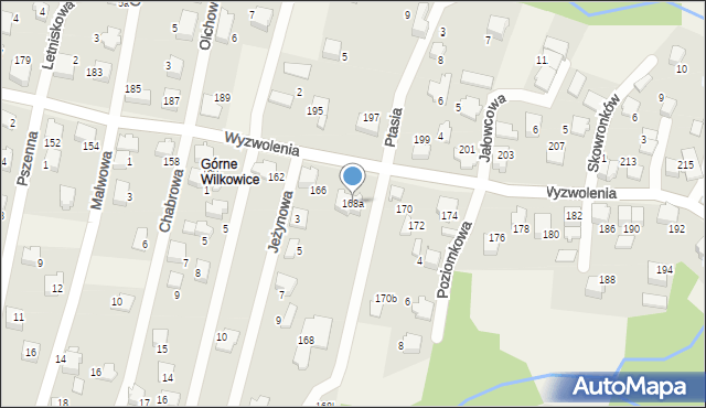 Wilkowice, Wyzwolenia, 168a, mapa Wilkowice