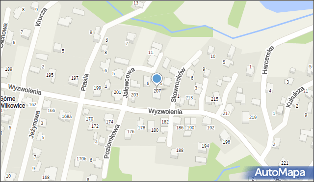 Wilkowice, Wyzwolenia, 207, mapa Wilkowice