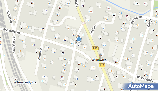 Wilkowice, Wyzwolenia, 93, mapa Wilkowice