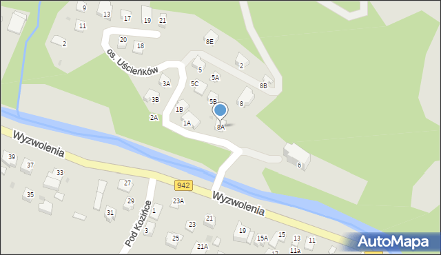 Wisła, Wyzwolenia, 8A, mapa Wisła