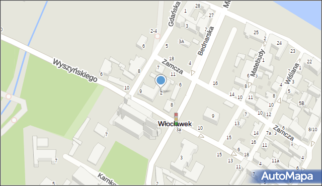 Włocławek, Wyszyńskiego Stefana, ks. prym. kard., 2, mapa Włocławka