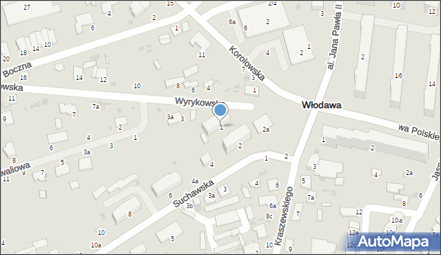 Włodawa, Wyrykowska, 1, mapa Włodawa