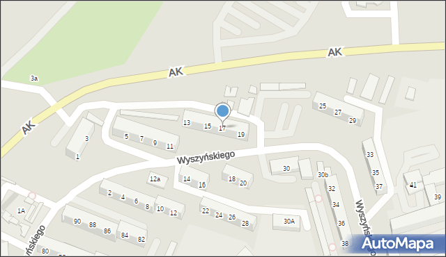 Wodzisław Śląski, Wyszyńskiego Stefana, ks. kard., 17, mapa Wodzisławia Śląskiego