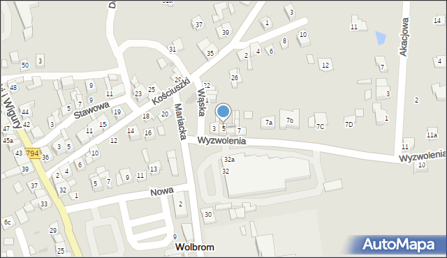 Wolbrom, Wyzwolenia, 5, mapa Wolbrom