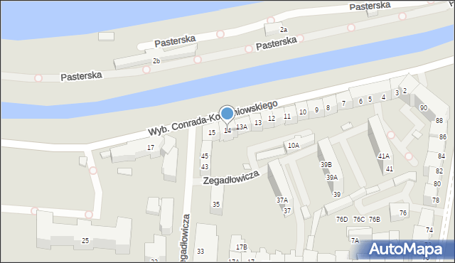 Wrocław, Wybrzeże Józefa Conrada-Korzeniowskiego, 14, mapa Wrocławia