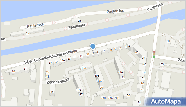 Wrocław, Wybrzeże Józefa Conrada-Korzeniowskiego, 9, mapa Wrocławia