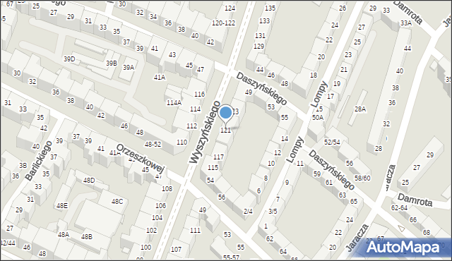 Wrocław, Wyszyńskiego Stefana, ks. kard., 121, mapa Wrocławia