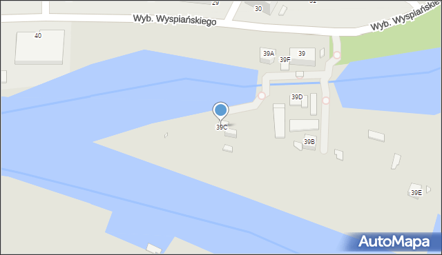 Wrocław, Wybrzeże Stanisława Wyspiańskiego, 39C, mapa Wrocławia