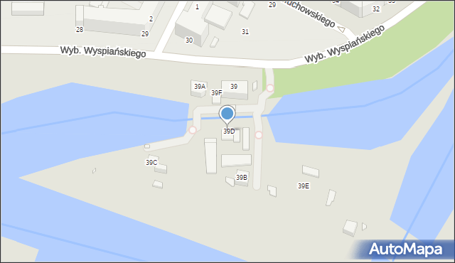 Wrocław, Wybrzeże Stanisława Wyspiańskiego, 39D, mapa Wrocławia