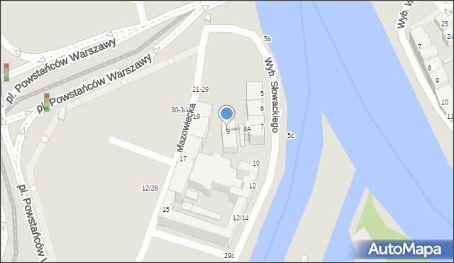 Wrocław, Wybrzeże Juliusza Słowackiego, 9, mapa Wrocławia