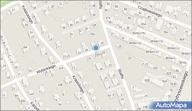 Wrocław, Wybickiego Józefa, gen., 23, mapa Wrocławia